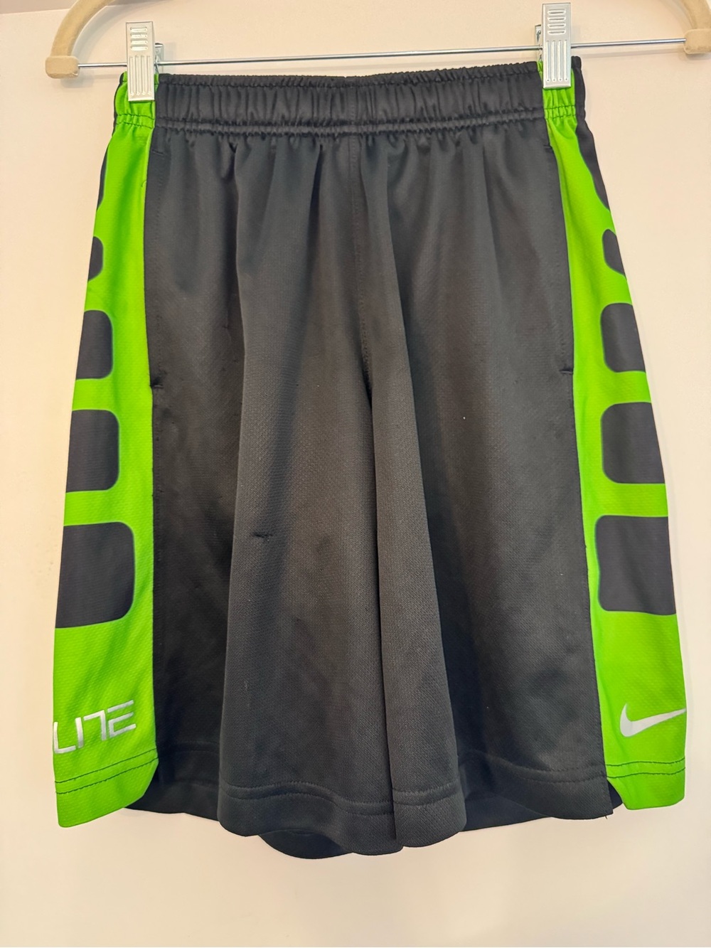 Nike Boy’s Black with Lime Green Panel Athletic Shorts